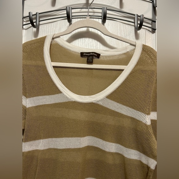 Tommy Bahama Striped Swimsuit Cover Top Sand White Sz large long sleeve coastal - Picture 4 of 16